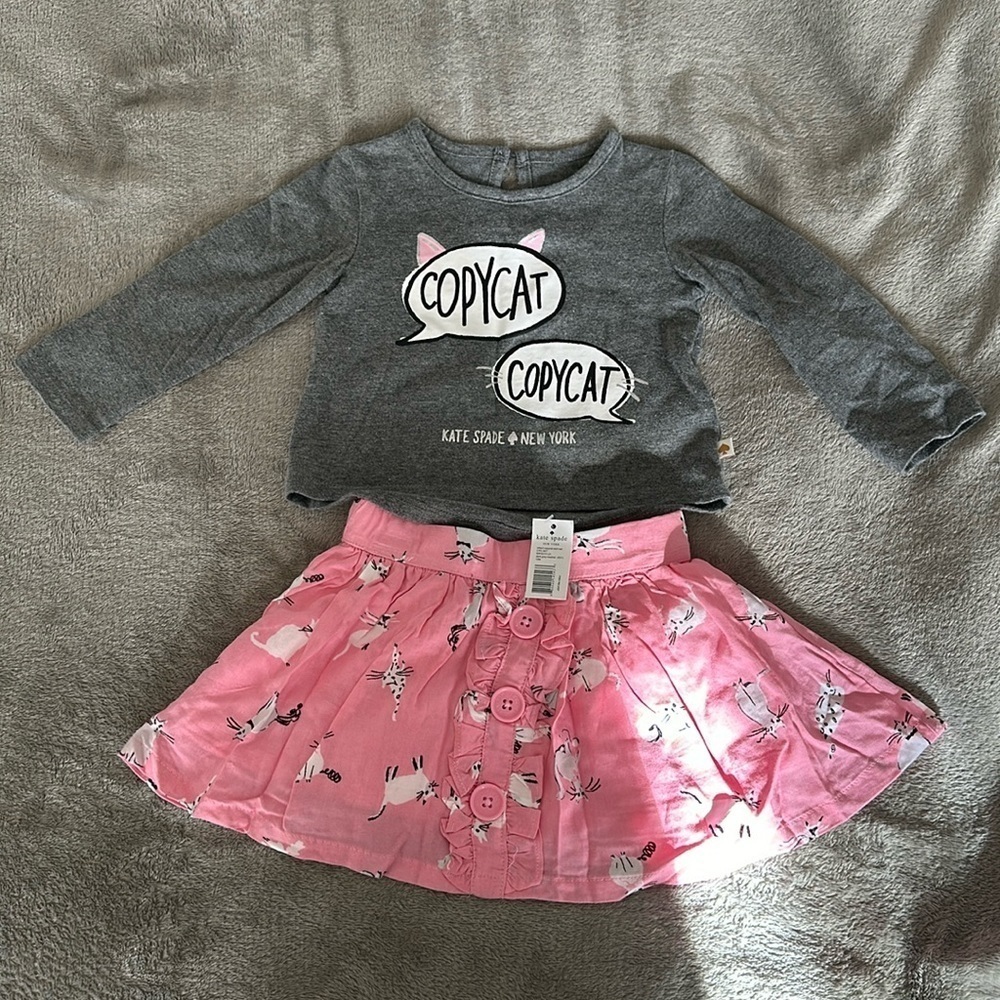 Kate Spade toddler long sleeve shirt and skirt set Copycat 12m